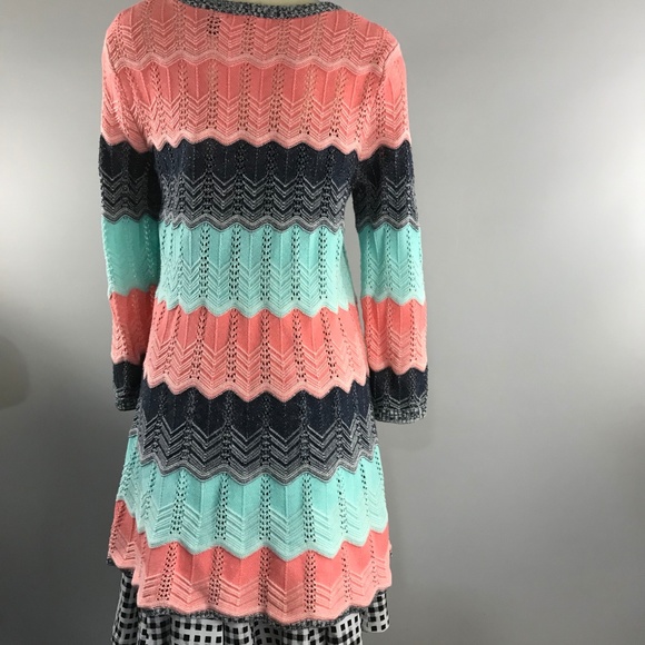 NWOT Heather B 100% cotton knit Chevron long sweater - Picture 7 of 11